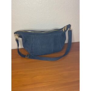 Hammitt VIP Medium Blue Pebbled Leather Crossbody Bag Gold Rivets